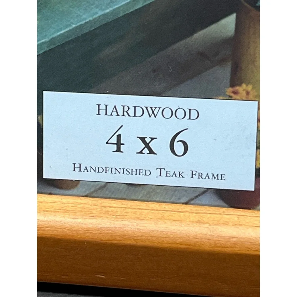 Set of 2 Handfinished Teak Hardwood 4x6 Photo Frames Natural Wood Grain